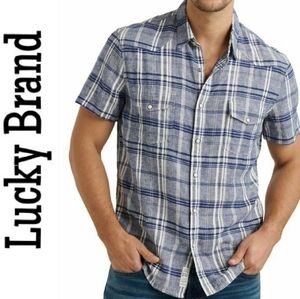 𝅺NEW! LUCKY BRAND Short Sleeve Plaid Shirt Small.